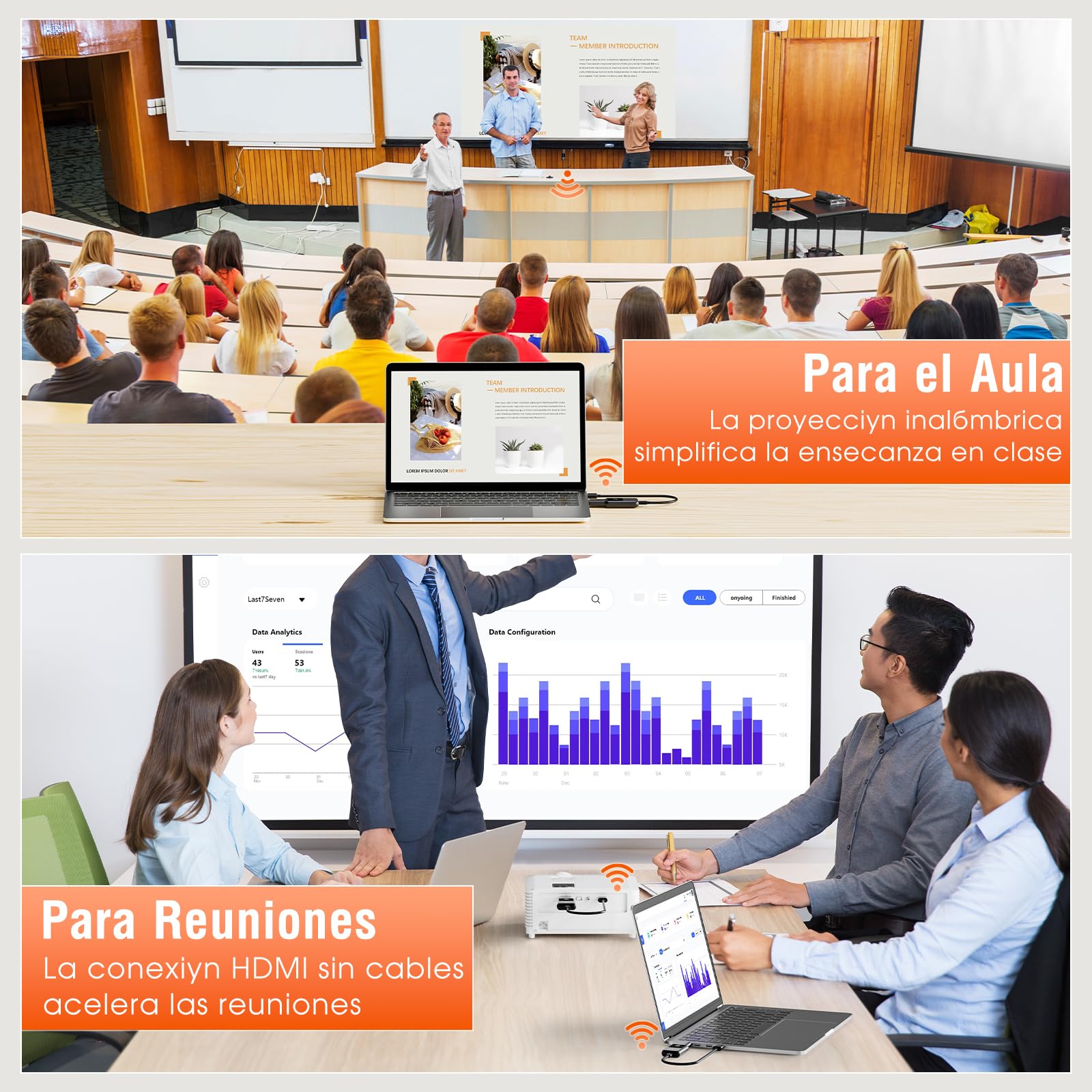 TSUPY Transmisor y Receptor HDMI Inalámbrico 1080P Full HD, HDMI Inalámbrico con Pantalla LED, Alcance de 50 m, 2.4G/5.8G, para Computadora Portátil, PC a TV HD, Proyector, Plug & Play, Negro