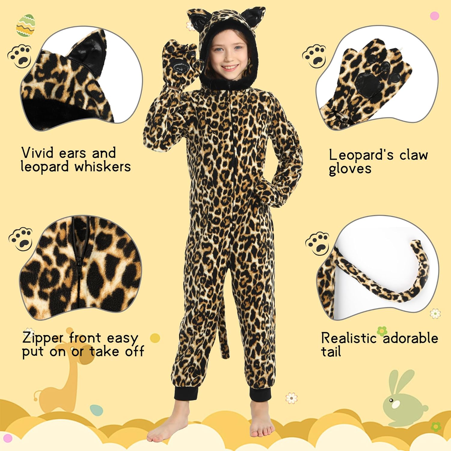 Webeasy Children Tiger Onesie,Unisex Animal Cosplay Costumes,One-piece Outfit - Image 2