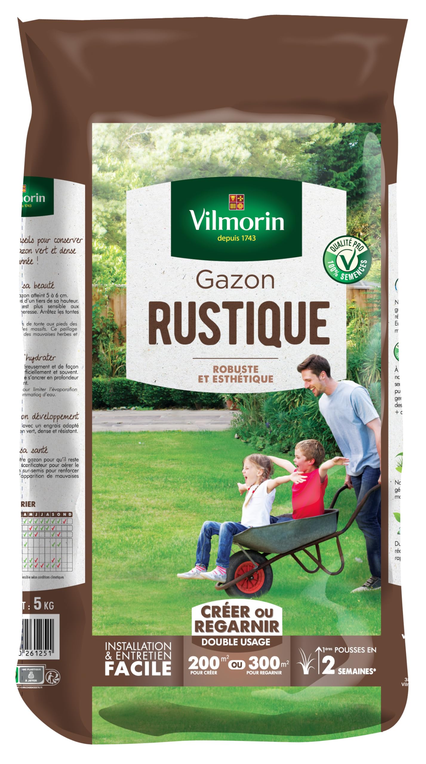 VILMORIN Semences de Gazon Rustique 5 kg