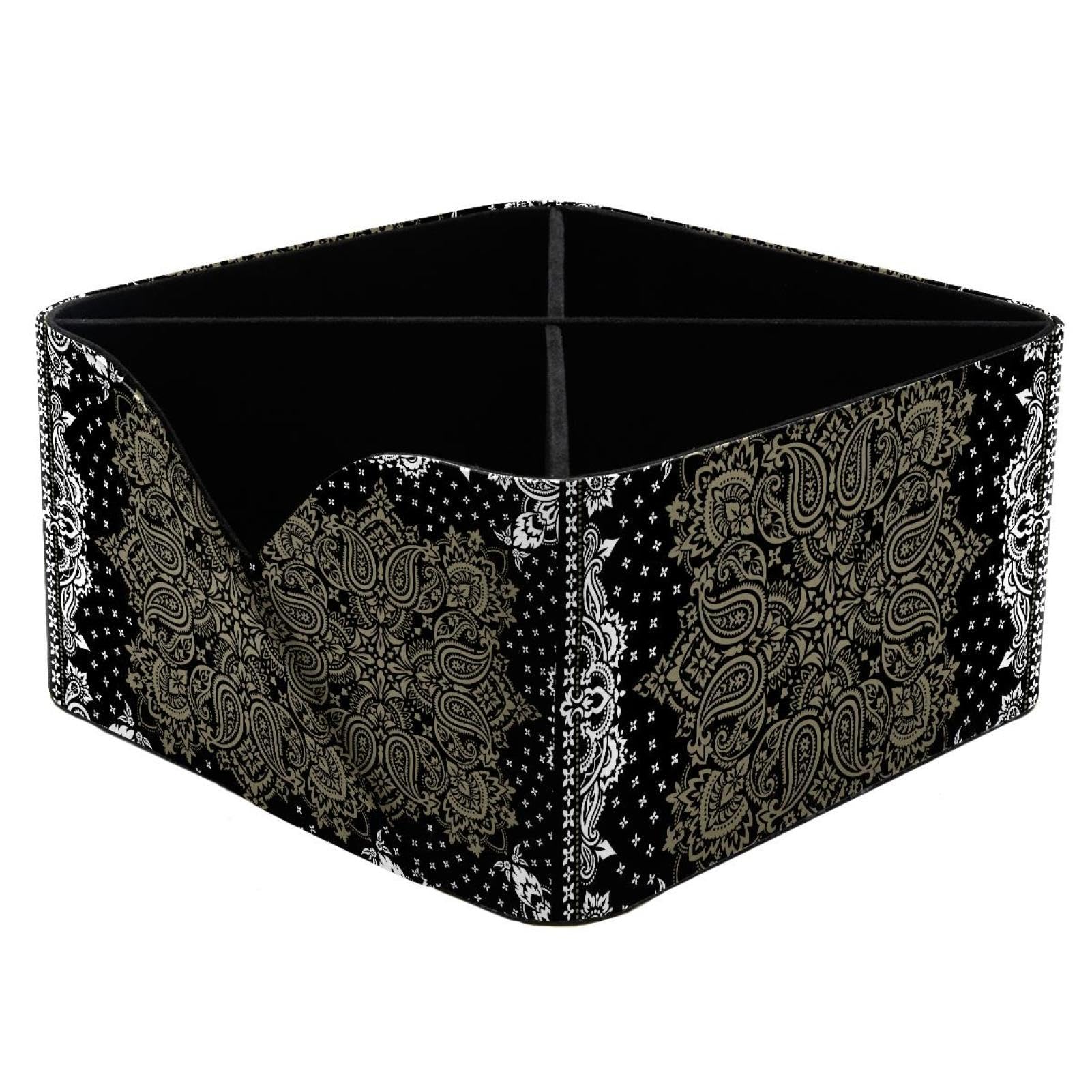 KengjuTesu Paisley Bandana Print Desktop Organizer Pen Holder, Rectangular Pencil Cup for Office, Study and Makeup Stations