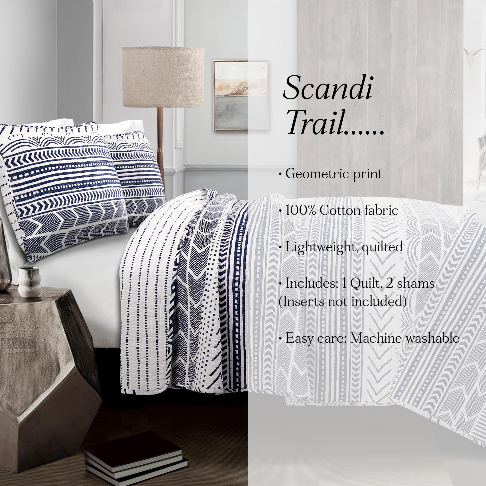 Lush Décor 3pc King Boho Stripe Reversible Oversized Cotton Quilt Set Cream Beige Brown Lush Décor 3pc King Boho Stripe Reversible Oversized Cotton Quilt Set Cream Beige Brown