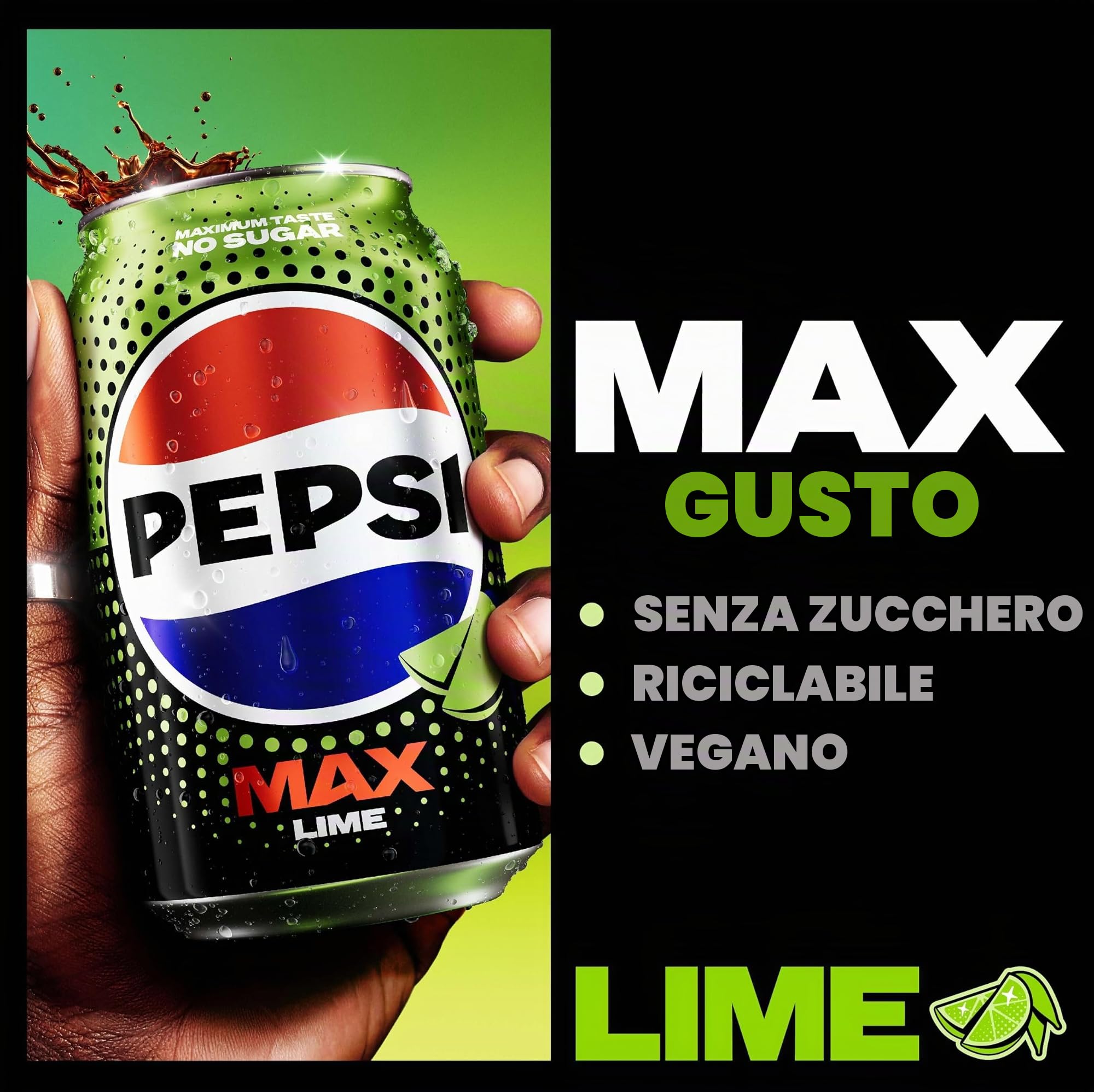 Pepsi Max Lime No Sugar Cola Lattine 24 x 330ml