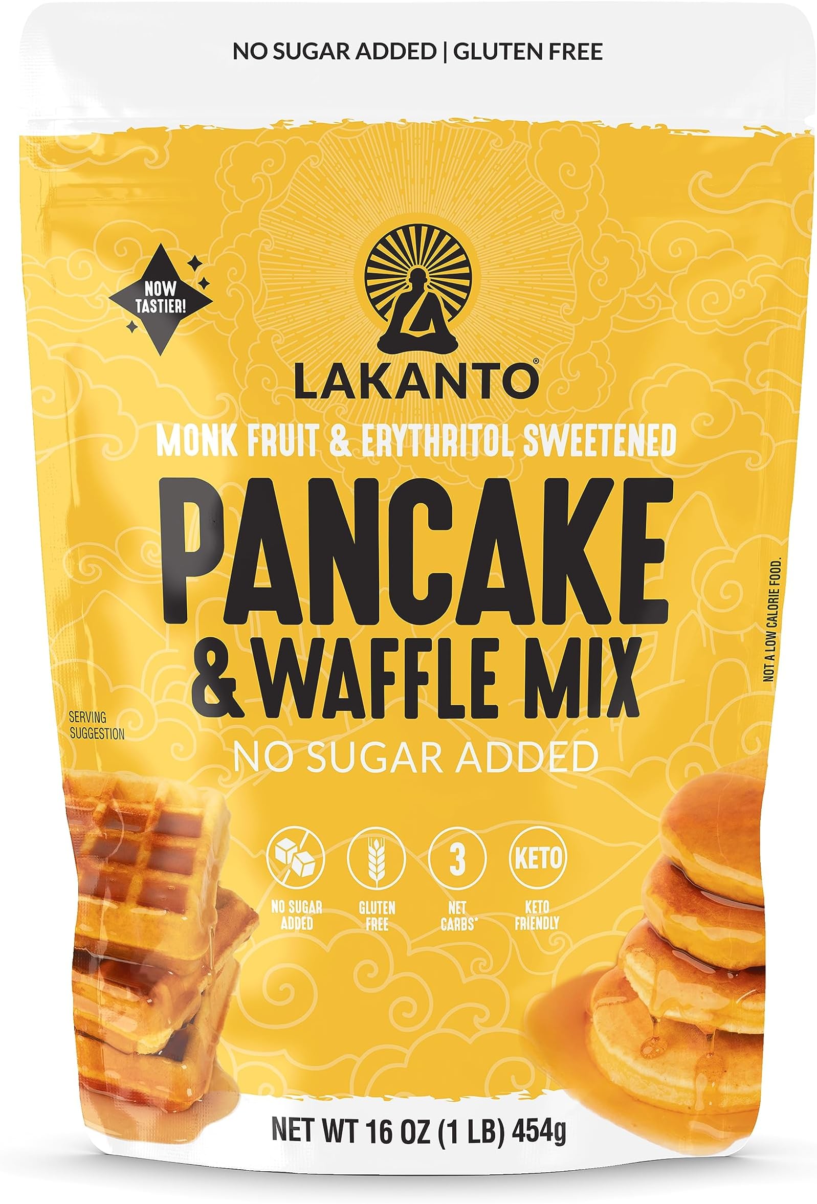 Pancake and Waffle Mix - Sweetened with Monk Fruit Sweetener and Erythritol, Breakfast, Flapjacks, Almond Flour, Low Net Carbs, Gluten Free, Keto Diet Friendly - 16 oz