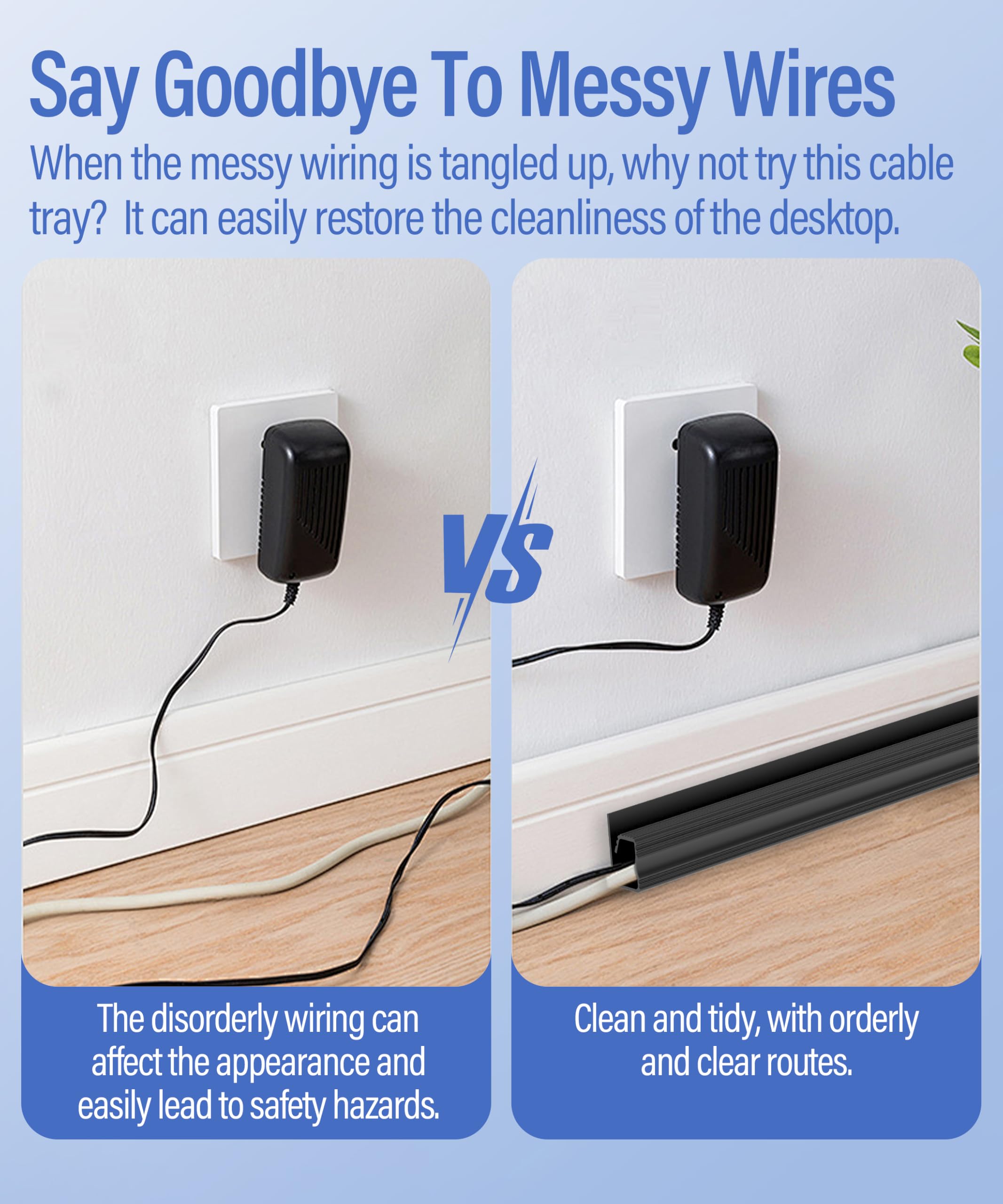 Kit de gestión de cables para debajo del escritorio (negro)