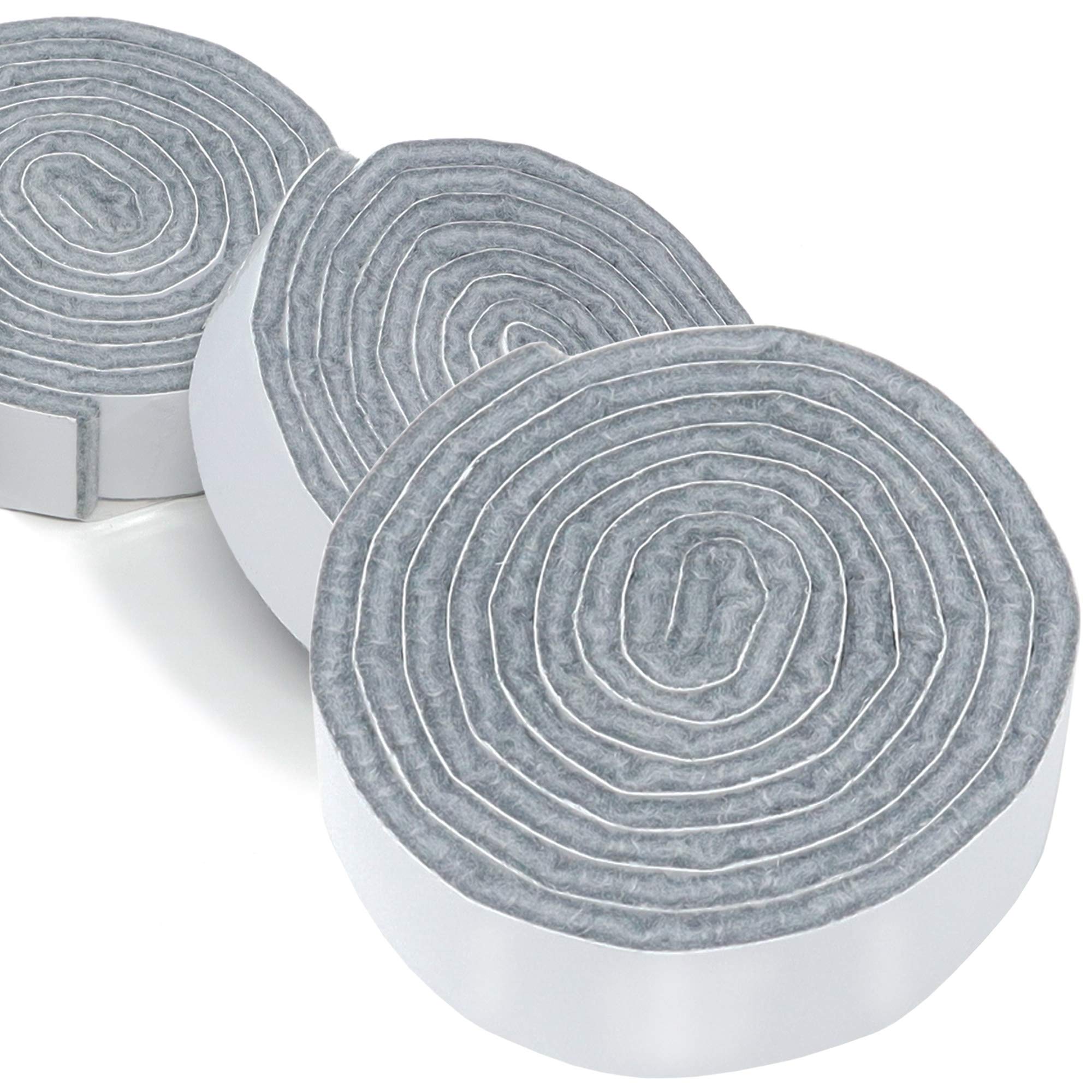 Adsamm Grey Adsamm® / 3 X Self-Adhesive Felt Strips/ / 0.75X39.37'' (19X1000 Mm) / Rectangular / 0.138'' / 3.5 Mm Thick Stick-On Furniture Felt Glides/Furniture & Chair Glides