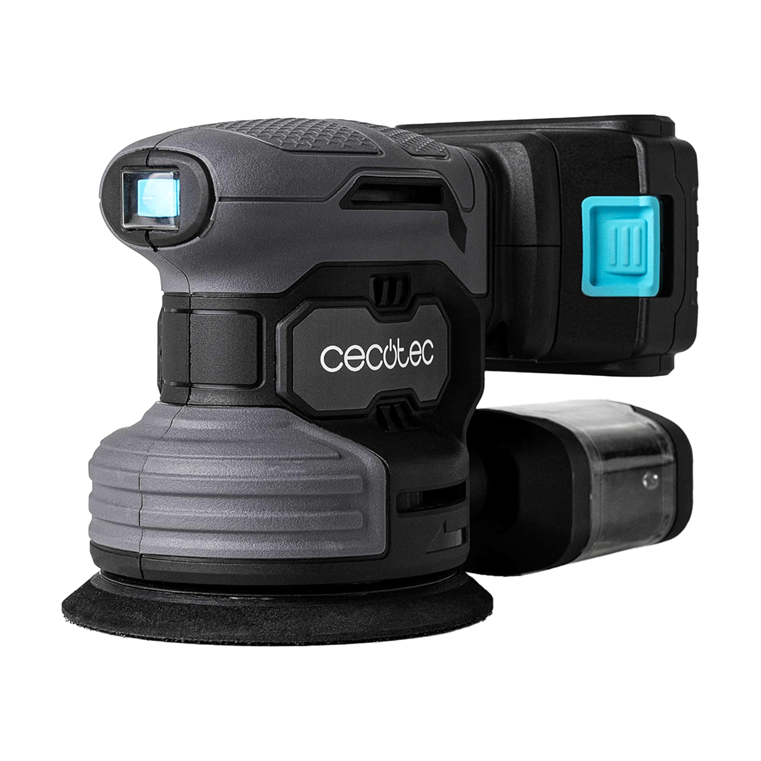 Cecotec Ponceuse Rotative à Batterie 21V, 2000mAh PerfectSurface 2120 Rotate. 13000 tr/min, 12 rechanges, Réservoir à poussière, Connexion pour Aspirateur, Double Mouvement Excentrique, 26000 mvt/min