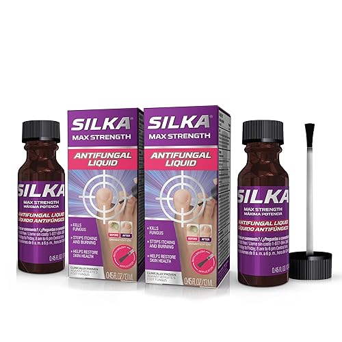 Silka Líquido antifúngico Max Strength - Salud de uñas con aplicador de cepillo, eficaz para el pie de atleta y la tiña, alivia la picazón, el