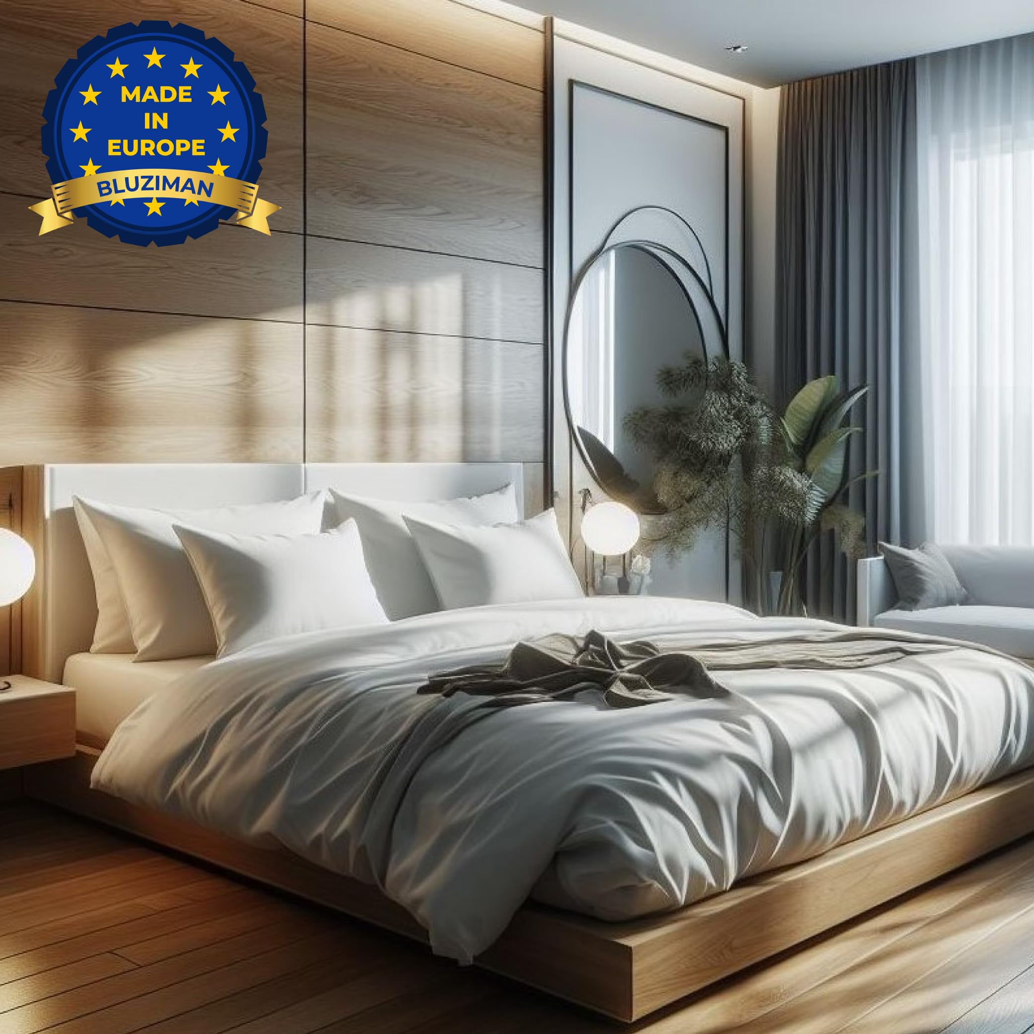 BLUZIMAN Juego Funda Nordica Cama 105 Algodon 100% Hecho en España, Saco Nordico Hogar Hosteleria Hotel. Incluye Funda Edredon, Sabana Bajera Ajustable, 1 Funda Almohada (Blanco, Cama 105x190/200cm)