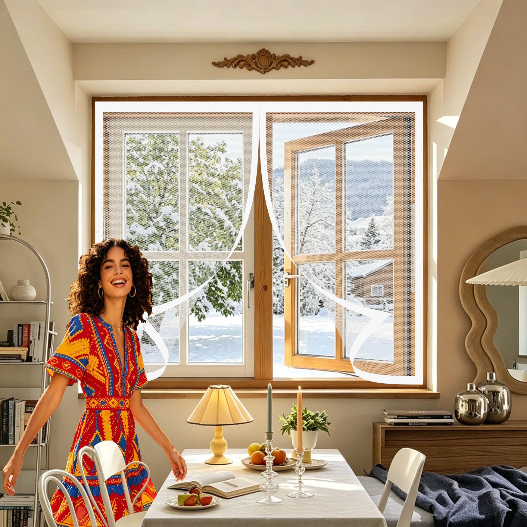 Yanhong White Fly Screens For Doors 79 X 176 Cm Anti-Tearing Mosquito Door Net Keep Fly Bug Out With Powerful Magnets Screens Doors Nets For Living Room, Bedroom, Patio,