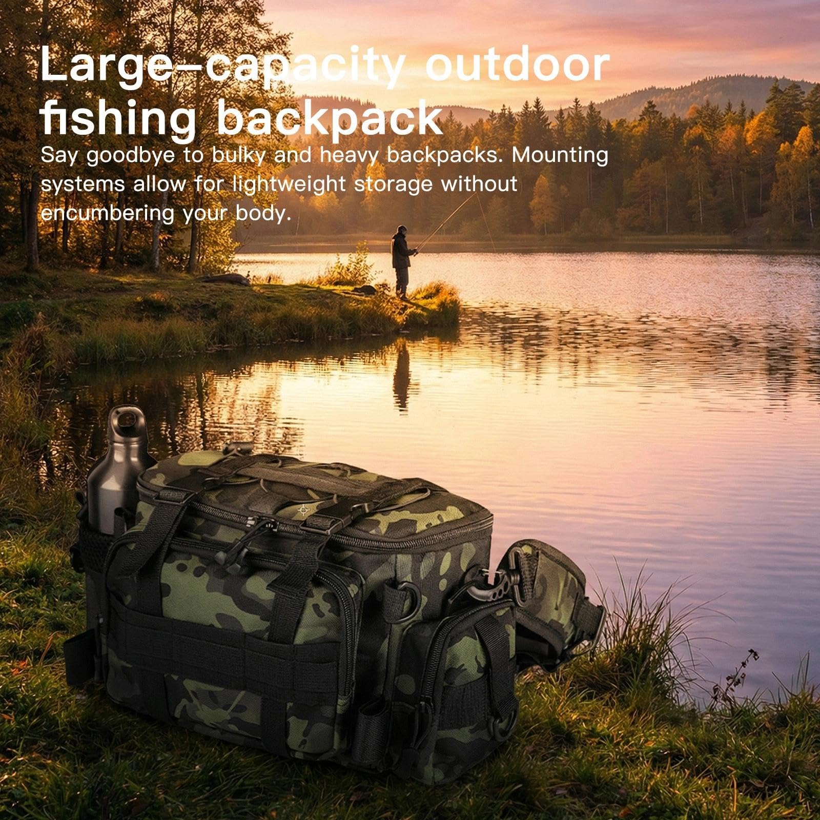 Sac de Pêche Grande Capacité Camouflage Stockage Matériel Rangement Multifonctionnel