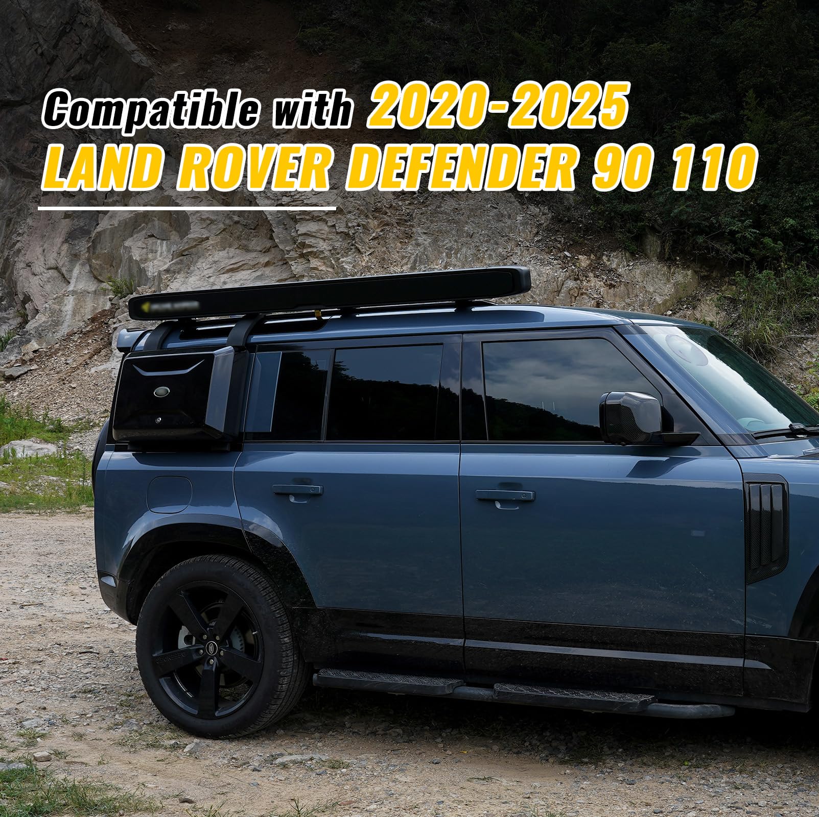 COOLAUTO Exterior Side Mounted Gear Carrier Toolbox Storage Box with Lock fits for 2020-2025 Land Rover Defender 90 110 Side Storage Box Black Aluminum, Santorini Black