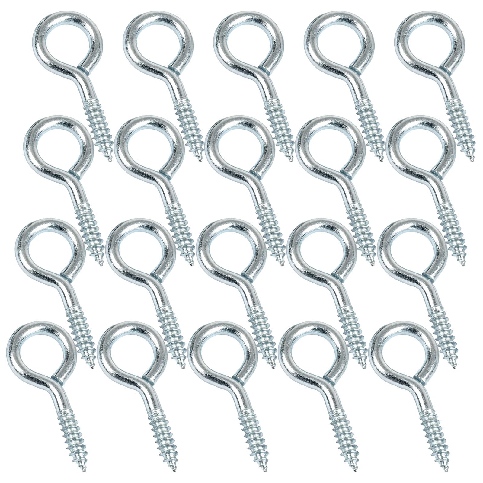 CloudWei SmartSelect 20 Pcs Eyelet Hook, Screw Eye Pins, Self Tapping Screws, Hooks and Eyes, Ring Screws, Ceiling Hook, Galvanized Eyebolt, Door Hooks Screw in, for Indoor and Outdoor(35mm)