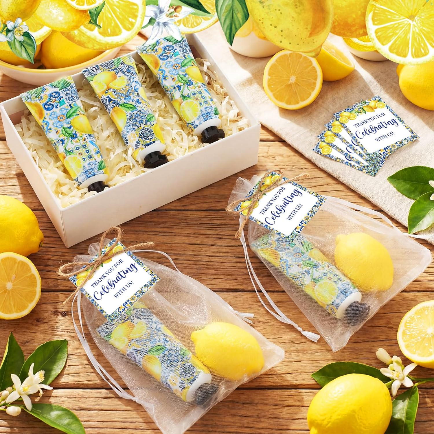 100 Pcs / 50 Sets Capri Lemon Baby Shower Party Favors for Guests Sweet One Italian Lemon Shaped Soaps Bridal Shower Return Gift Amalfi Themed Hand Cream for Bridal Wedding Gender Reveal