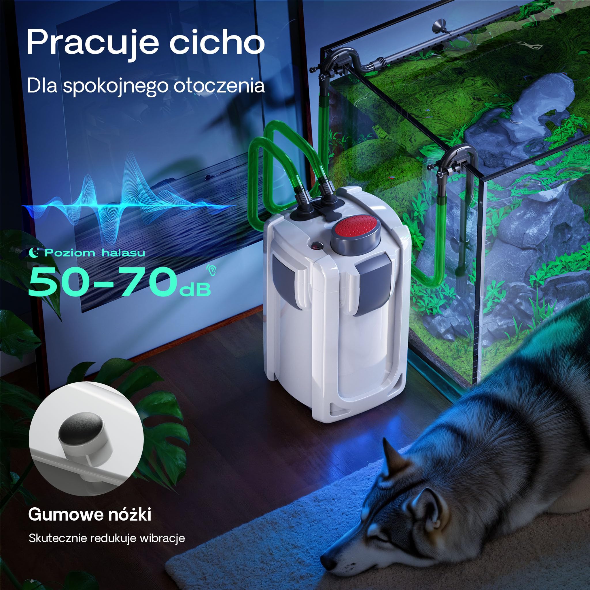 SunSun HW-704B Filtr zewnętrzny do akwarium, filtr kubełkowy 2000 l/h, 4-stopniowa filtracja biologiczna do akwariów słodkowodnych i morskich