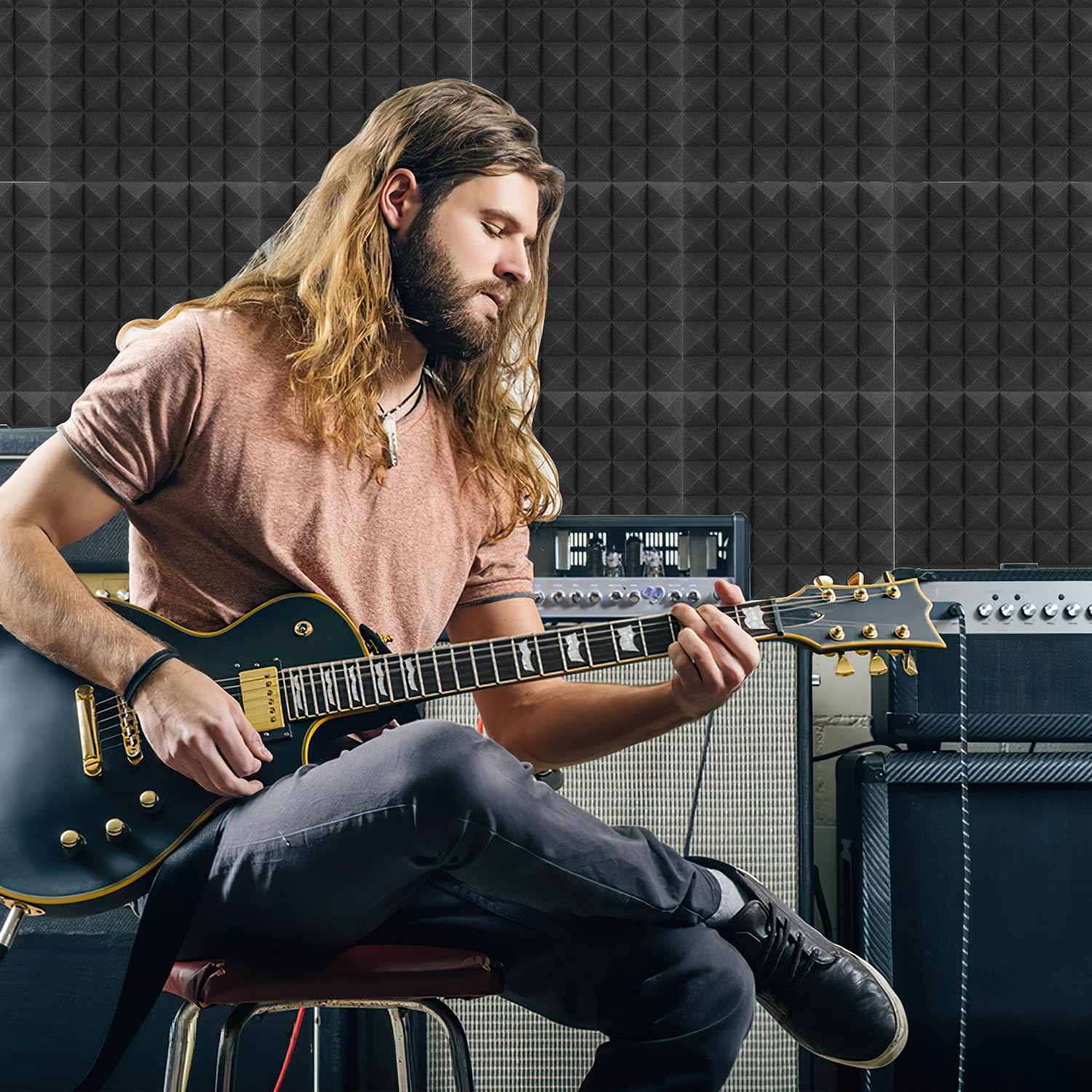 Pannelli Fonoassorbenti Piramidali 48 Pezzi - Assorbimento Acustico Pareti E Soffitti, 30x30x5 Cm - Foto 9