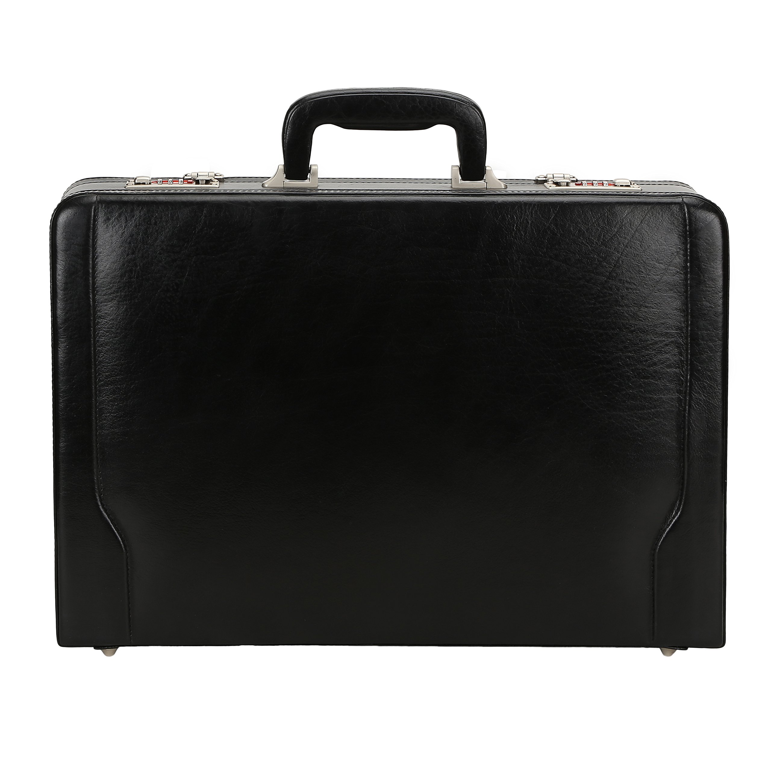 Black Leather Expandable Attache Brief Case Hard Sided with Combination Locks-image-45