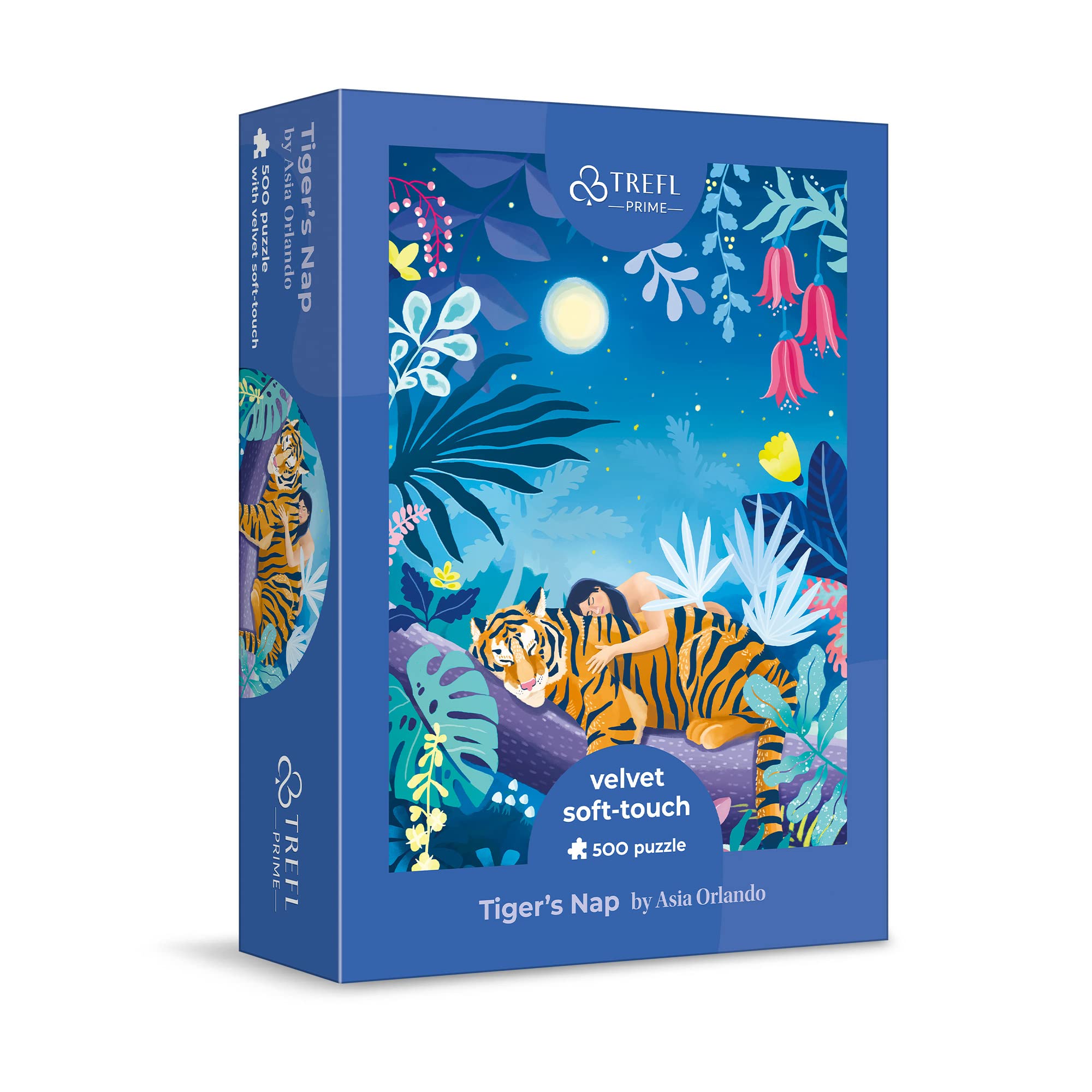 Trefl-Recubrimiento de Terciopelo, gráficos únicos, póster en Juego, cartón Grueso, ecológico, EKO, para Adultos y niños a Partir de 10 años, Siesta del Tigre Puzzle, Color 37424 500 Elementos