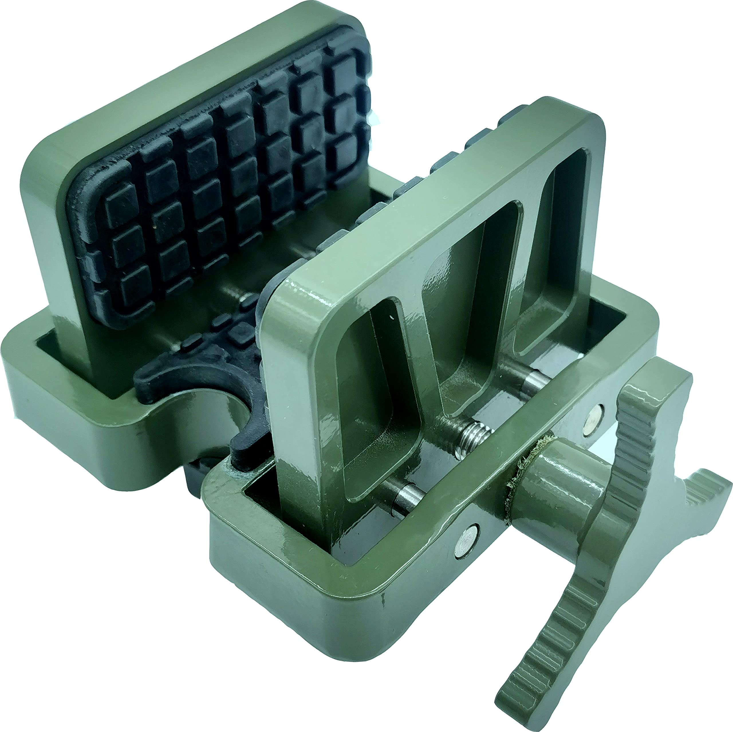 rípode de Aluminio DeathGrip con diseño Duradero, Ligero y Estable, Nivel de Burbuja y manejo Manos Libres para Caza, Tiro y Actividades al Aire Libre (sillín Verde Militar para Rifle de Arma)