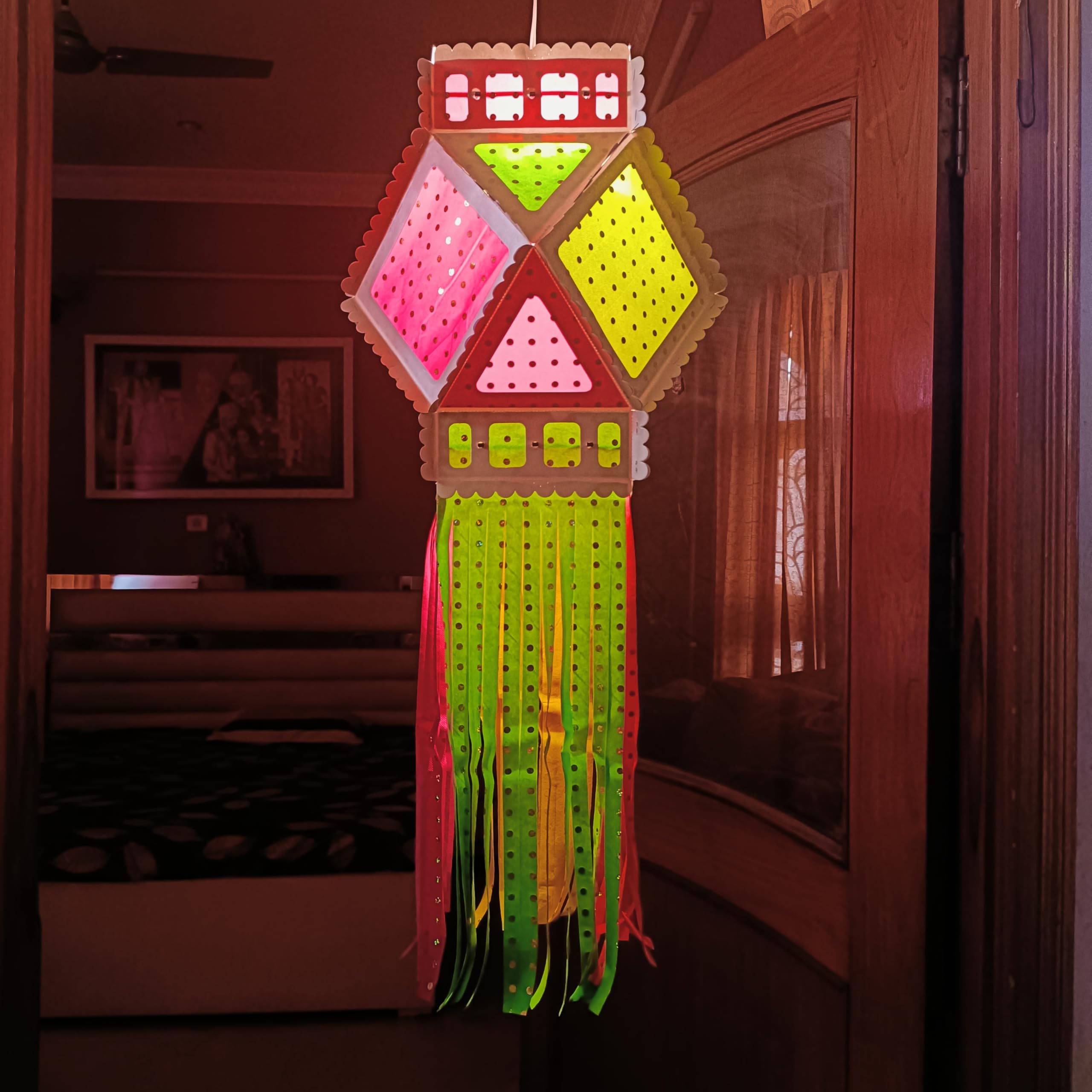 ALILA Hanging Lantern Kandil For Balcony Lamp Shade Jhumar Home Living Room Diwali Xmas Christmas Decor Decoration (Multi) (DIY - Do It Yourself - Self Assembly)