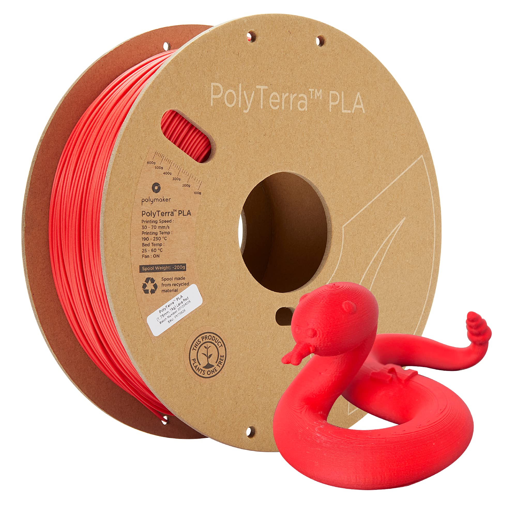 Polymaker Matte PLA Filament 1.75mm Lava Red, 1kg Carton Spool PLA Filament 1.75 - PolyTerra PLA 3D Printer Filament, Print with Most 3D Printers Using 3D Filament (B08QMDD6NP) Amazon Price History, Amazon Price Tracker
