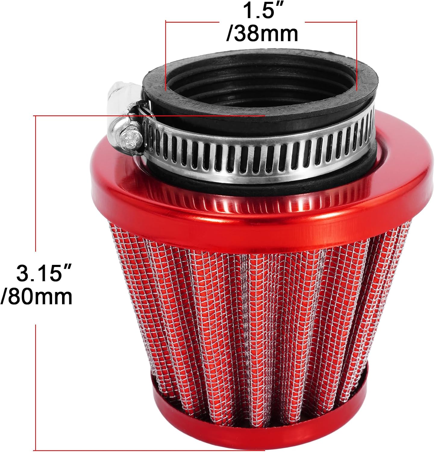 38mm Air Filter For 50cc 90cc 110cc 125cc Predator 196cc 200cc 212cc SSR110 125 GX160 GX200 PW80 PW50 CT200U CT200U-EX TTR90 125 KLX110 KT196 MB200 MB165 Moped Scooter, Motorcycle Air Filter Red