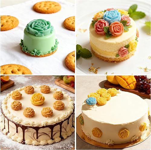 Miniatura 4 de Paquete de 2 moldes de silicona para fondant de rosas, antiadherentes de 15 cavidades para dulces, chocolate, gelatina, jabón y cubitos de hielo,