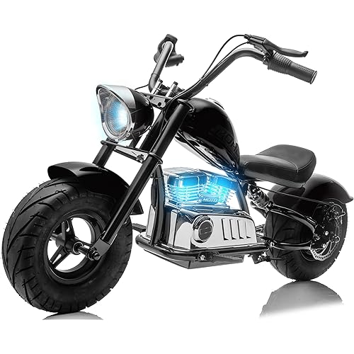 24V 250W Kids Electric Motorcycle, Electric Dirt Bike for Kid Up to 12.5 MPH,10 Miles Long-Range,176lbs Max,Disc Brake, Dual Suspensionat, Electric Motorbike for Kids 8-14, Black