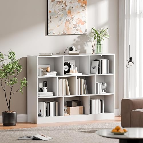 Miniatura 5 de Cozy Castle White Bookshelf, 3-Tier Open Shelf Bookcase, 10 Cube Storage Organizer with Anti-Tilt Device, Freestanding Horizontal Bookshelf Cube