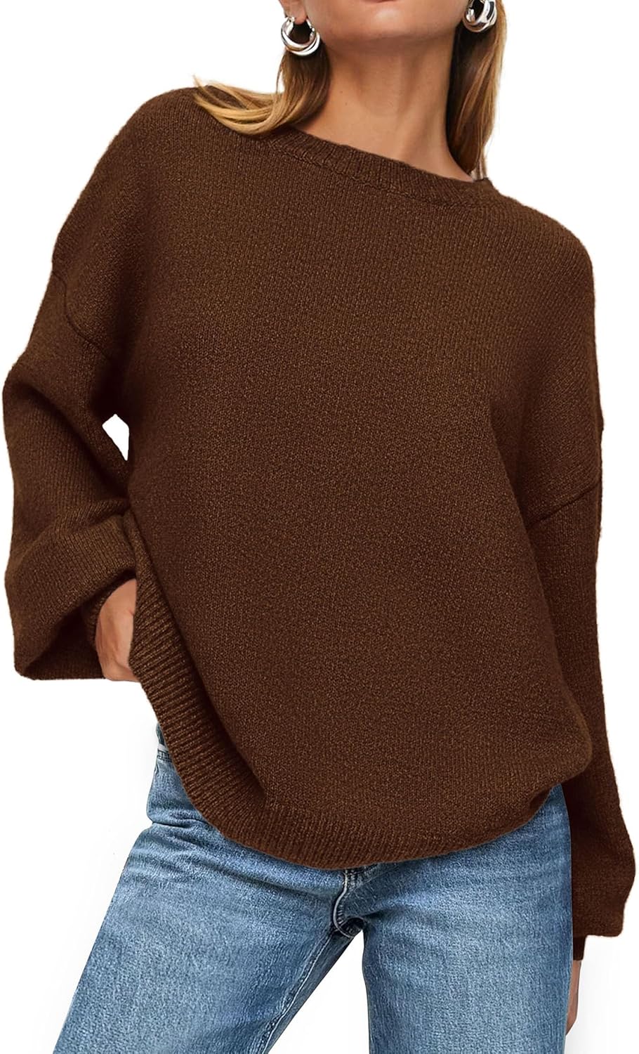 PRETTYGARDEN Women's 2026 Fall Sweaters Casual Crew Neck Long Sleeve Pullover Tops Ribbed Knit Loose Fit Winter Clothes