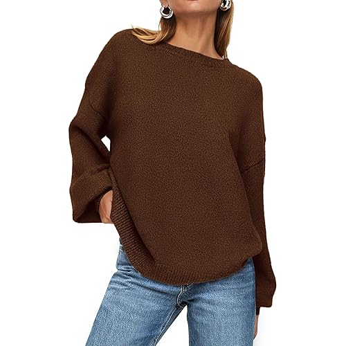 PRETTYGARDEN Women's Fall Sweaters Casual Crew Neck Long Sleeve Pullover Ribbed Knit Loose Fit Sweater Tops