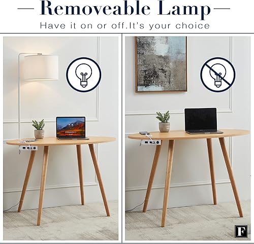 Miniatura 6 de FENLO Future Oval - Escritorio de mediados de siglo de 45.5 pulgadas con estación de carga, escritorio de oficina en casa con USB, USB-C y toma de