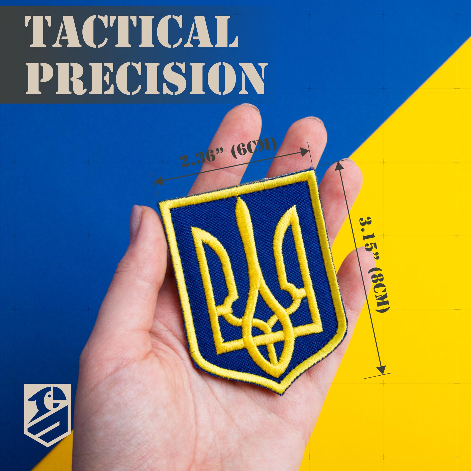 Bluyellow 3Pcs Ukraine Patch Set, Ukraine Coat of Arms Shield, Trident, Tryzub, Hook & Loop Embroidered Tactical Morale Patches for Tactical Vest, Backpack, Jacket, Ukrainian Patches, 2.4x3 Inches