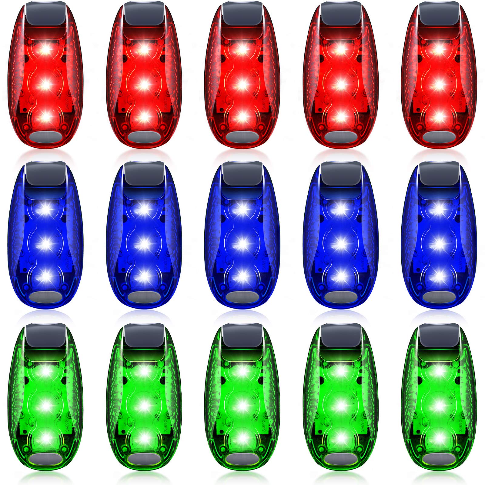 15 Pieces LED Safety Light, Clip on Flashing Strobe Lights for Runners, Dogs, Bike, Walking, High Visibility Accessories for Bicycle Helmet Reflective Gear Bike Tail Light