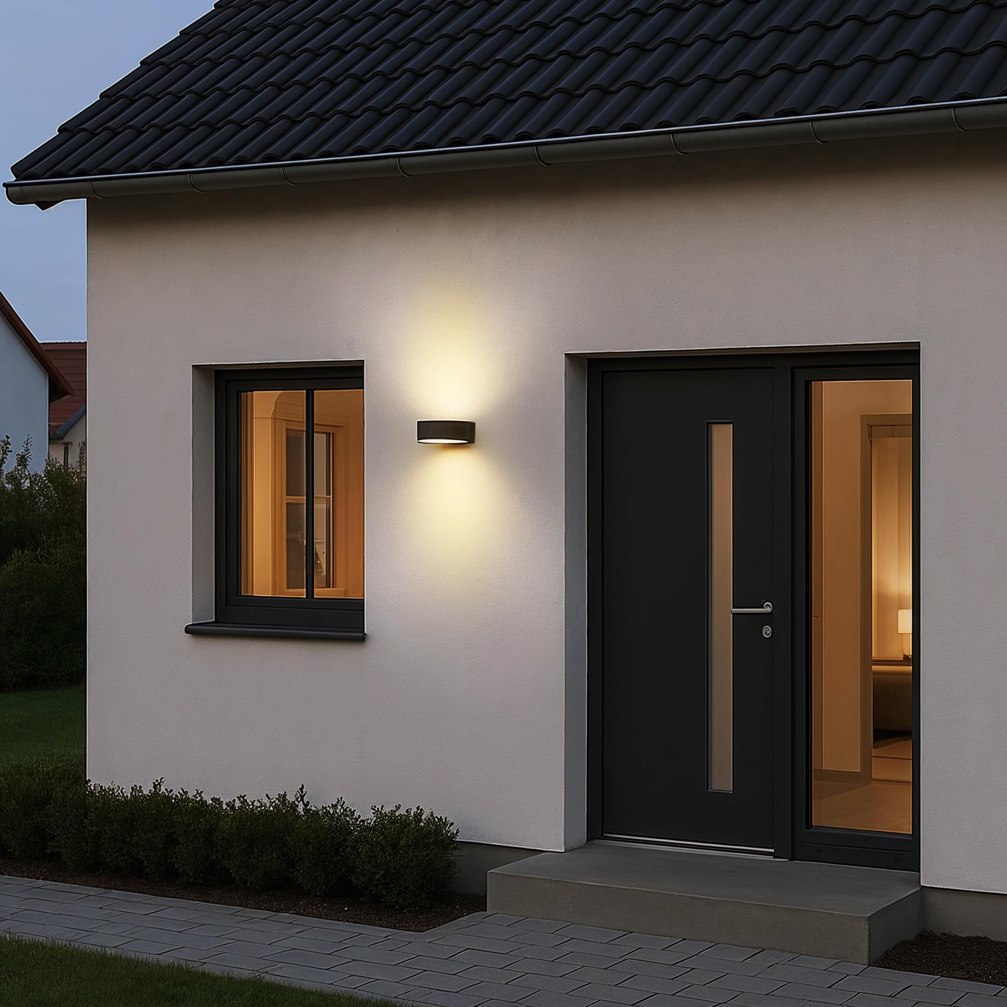 SSC-LUXon 2 Stück LIMO Außenwandleuchte Up & Down dunkelgrau IP44 - Außenlampe Fassung E27 Birne (ohne Leuchtmittel) - Haustürlampe Outdoor