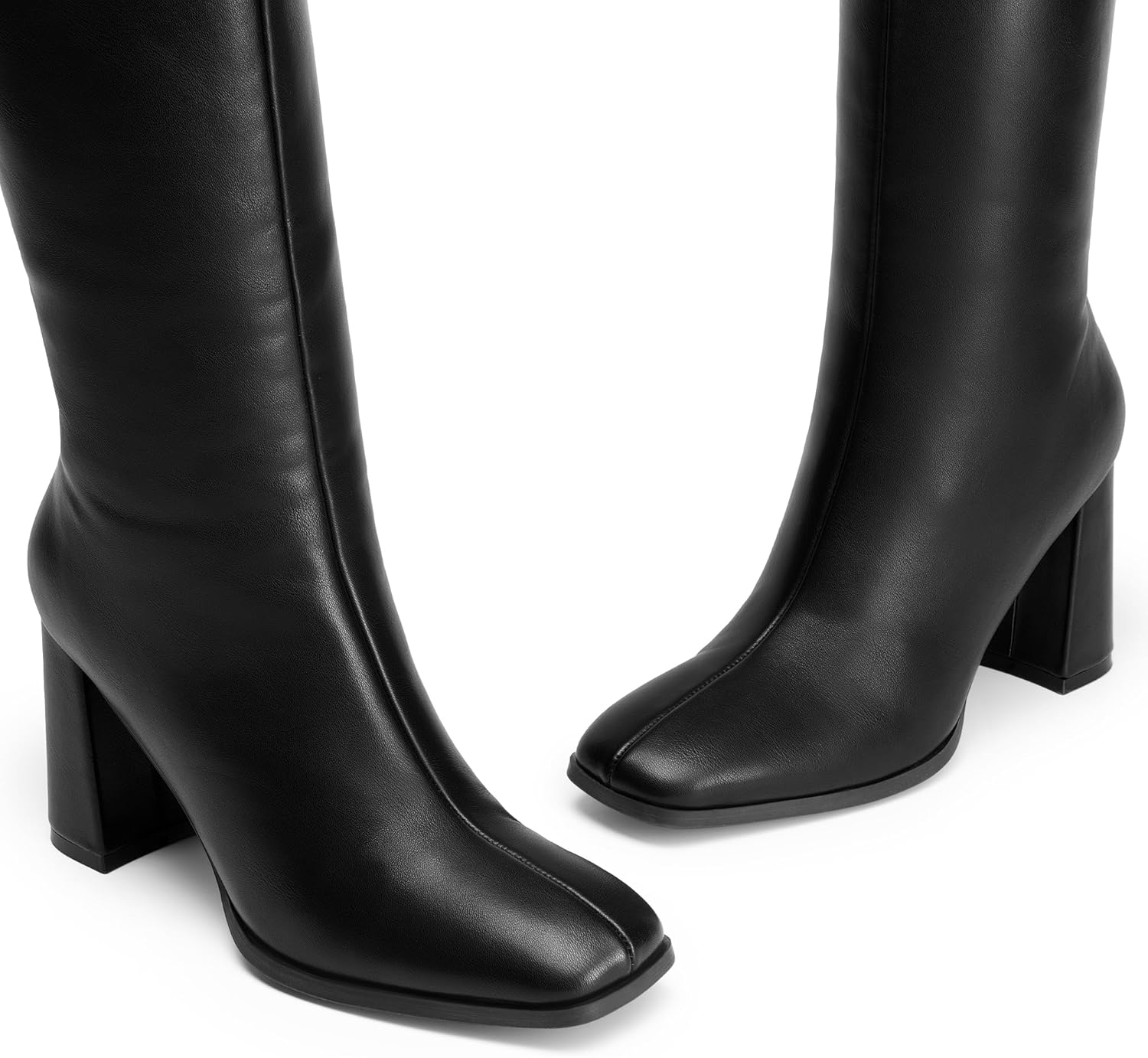 DREAM PAIRS Knee High Boots for Women Square Toe Gogo Chunky Heel Tall Boot Fashion Side Zipper Long Boot - Image 5