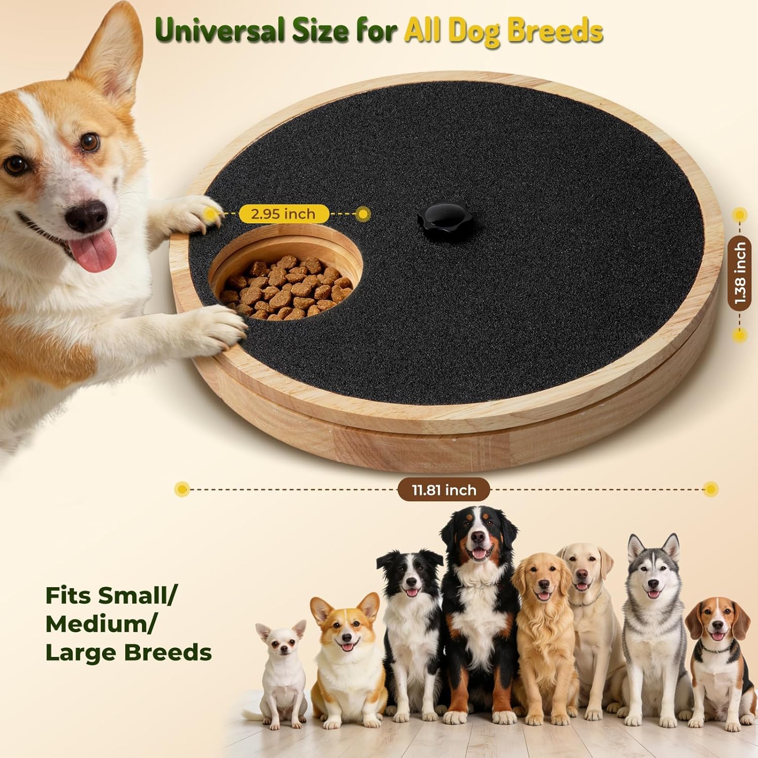 Dog Nail Scratch Board with Treat Box - Anti-Slip Rotating Paw Care File Toy, Wooden Dog Scratch Pad for Nails with Adjustable Tension, Stress-Free Grooming & Enrichment for All Dogs Sizes