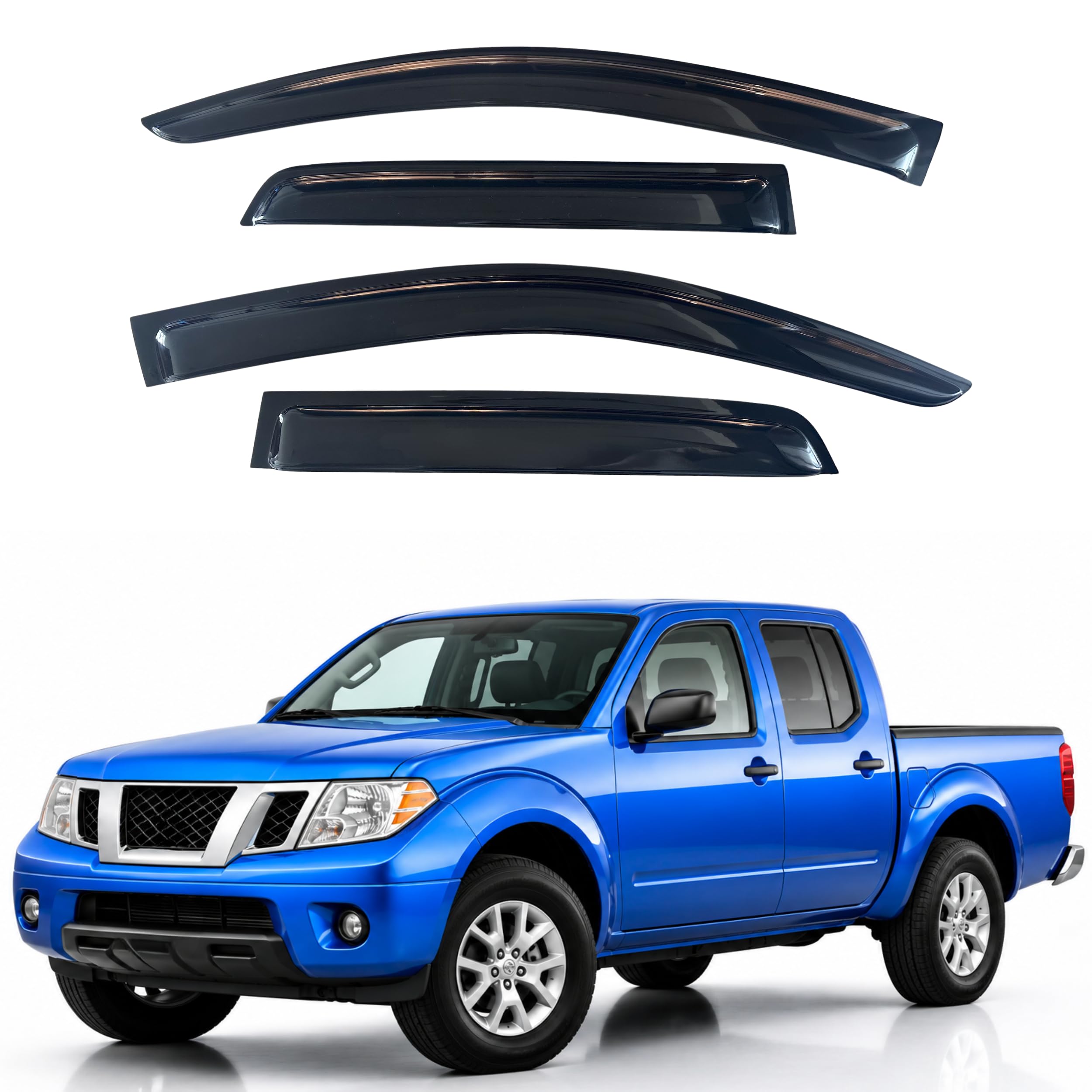 IG Window Visors Fit for 2005-2021 Nissan Frontier Crew Cab, Out-Channel Rain Guards Vent Wind Deflectors 4PC, Truck Accessories for 2009-2013 Suzuki Equator Crew Cab (Full-Size Cabs)