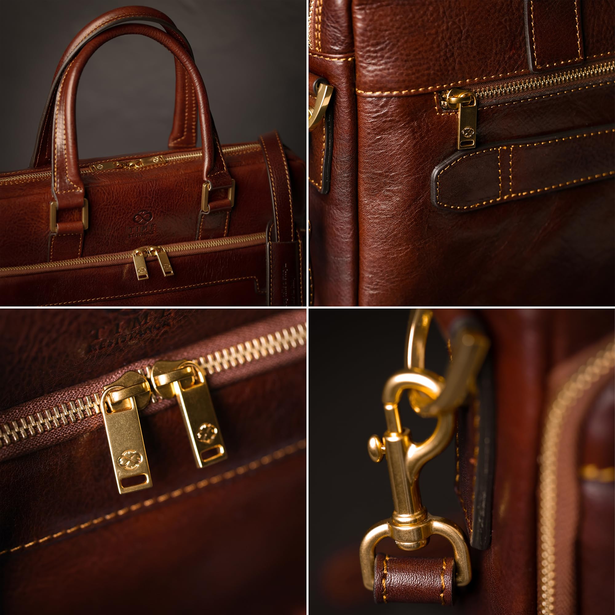 Time Resistance Ventiquattrore Uomo Fatta a Mano in Italia da Esperti Artigiani – Borsa Porta PC Donna con Chiusura a Scatto – Borsa in Pelle da Portare a Mano o a Tracolla