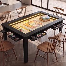 Board Game Table with Led Lights, 63" Dining/Gaming Table for 4-6 Players