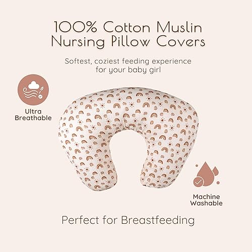 Miniatura 3 de Fundas de almohada de lactancia de muselina de algodón neutrales, paquete de 2 fundas de almohada para lactancia materna, esenciales para lactancia