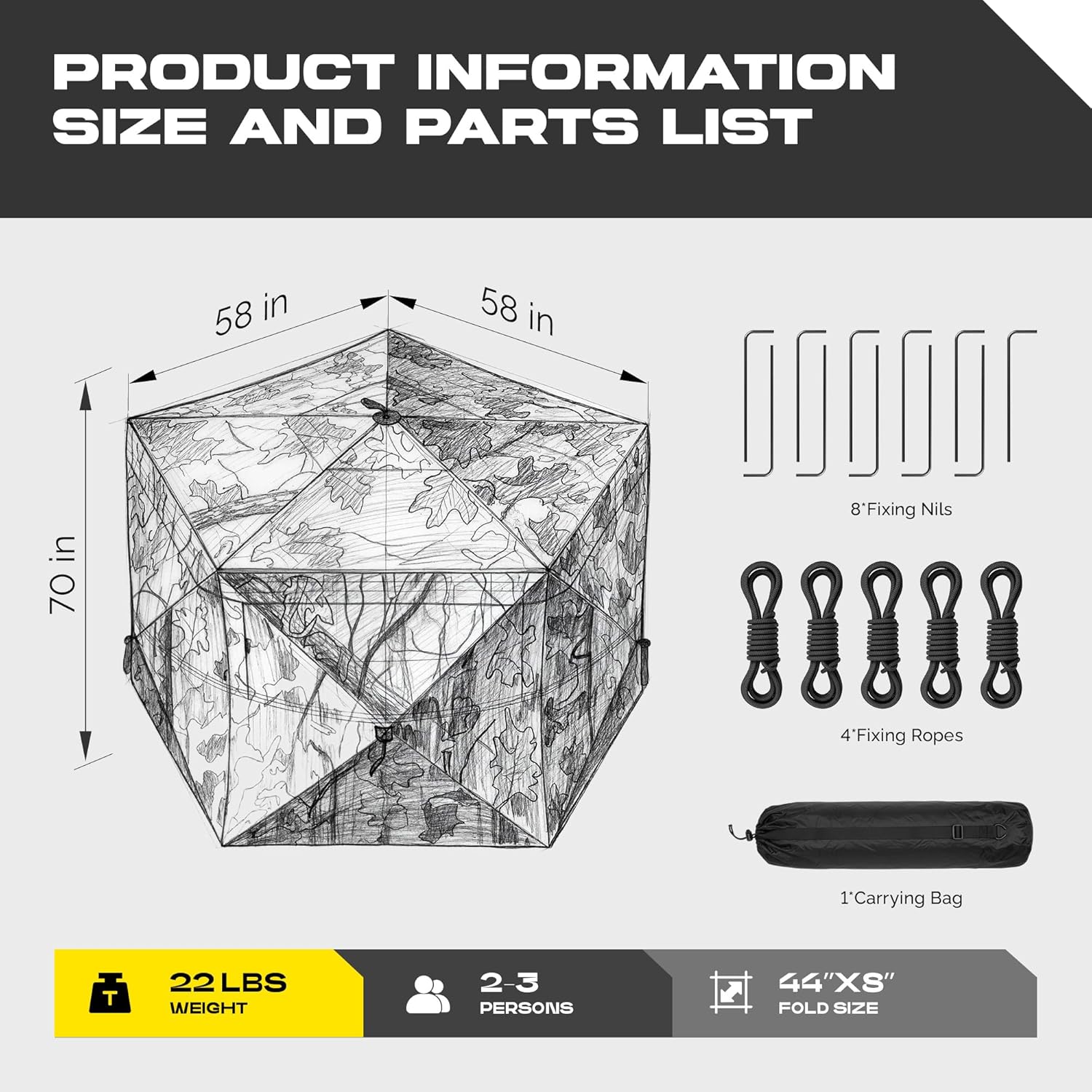 Hunting Blind, 2 Person Pop Up Blinds 360/270 Degree See Through,3-4 Portable Person Hunting Ground Blinds for Deer - Image 6