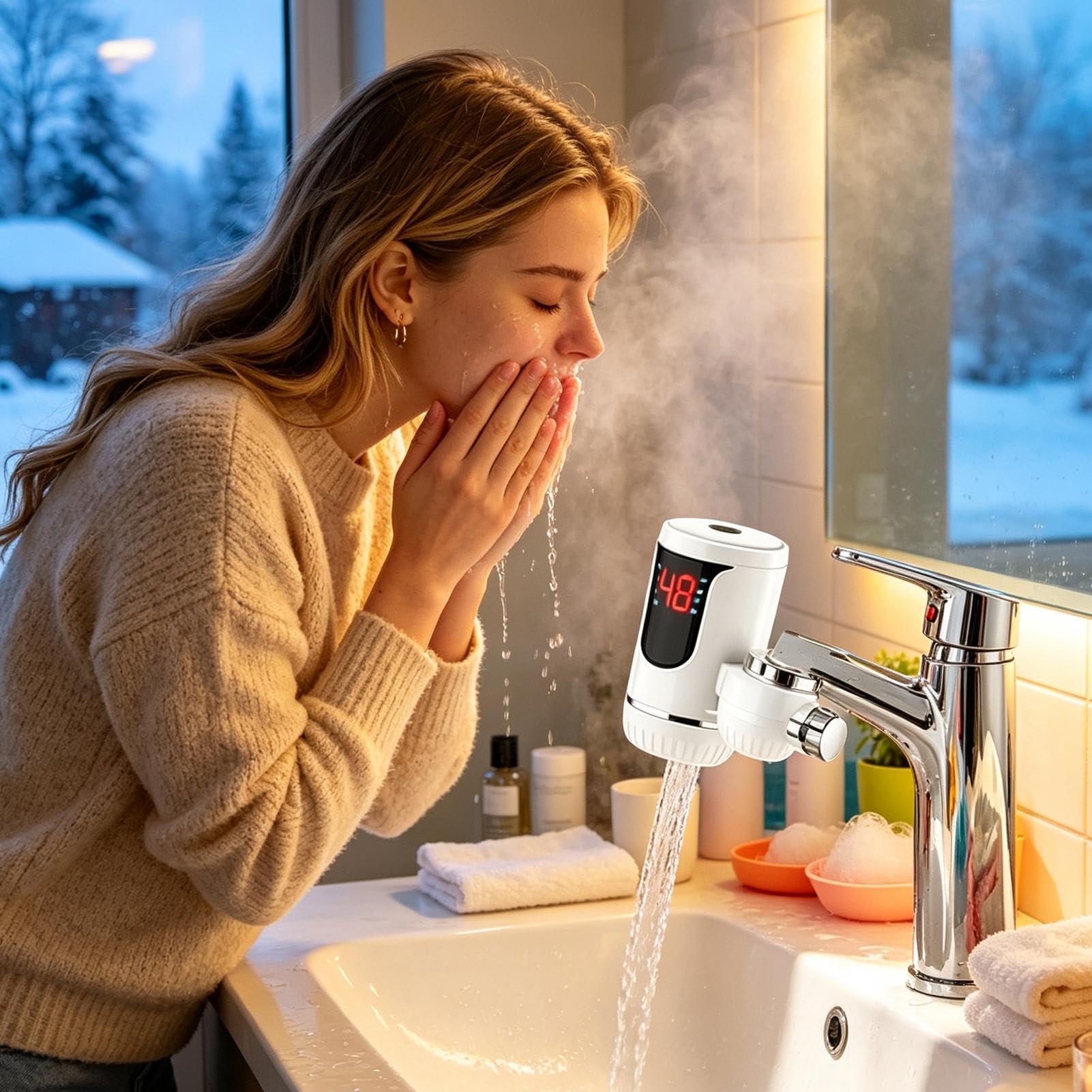 Natychmiastowy kran ciepłej wody, obrotowy, zabezpieczony przed wyciekiem, adapter podgrzewacza | Wodoodporny elektryczny kran przepływowy do domu, łazienki, hotelu, akademika, restauracji, prysznica, kuchni
