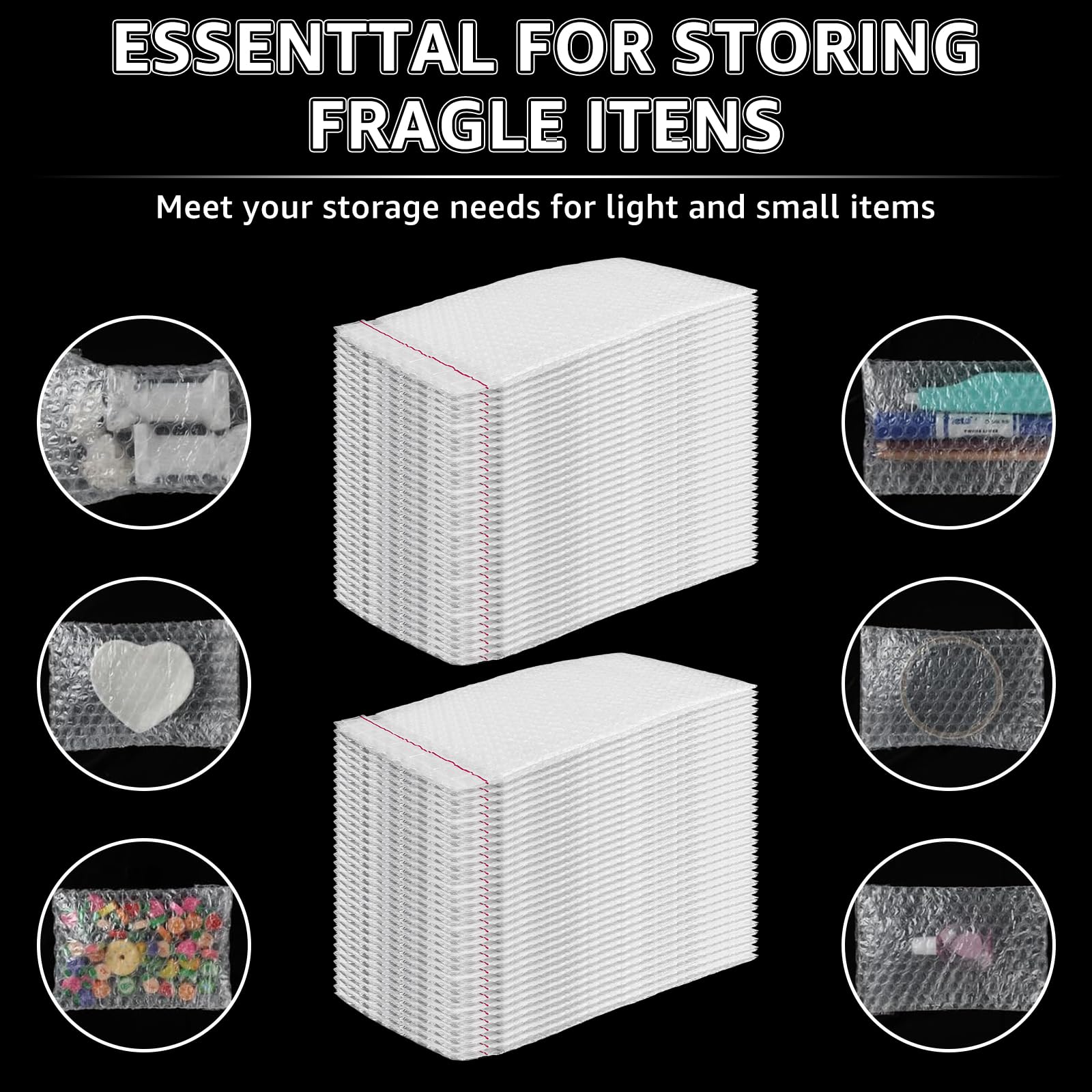 Lot De 100 Sacs à Bulles Autocollants - 15x25 Cm - Pour Emballage Et Expédition, Protection Antichoc - Transparent - 6