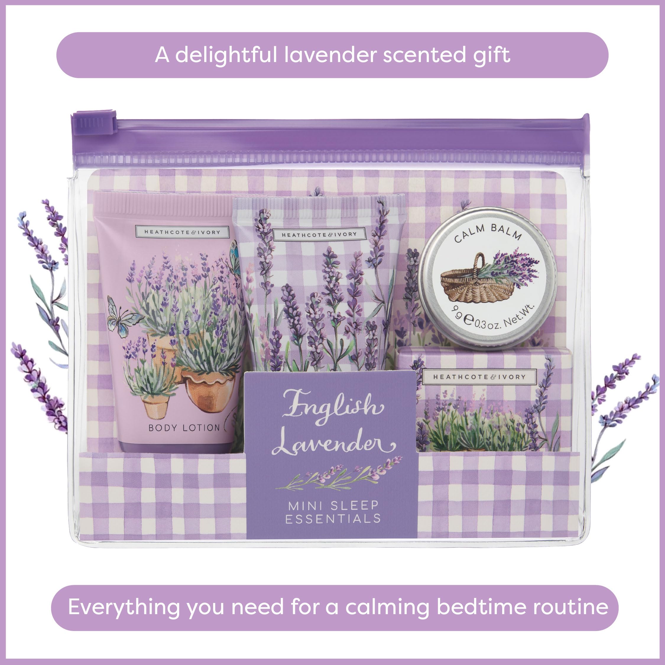 Heathcote & Ivory Hand Cream and Body Wash 2x 30ml, Relaxing Bath Salts 30g, Calm Balm 9g, Mini Sleep Essentials, Shea Butter - Image 3