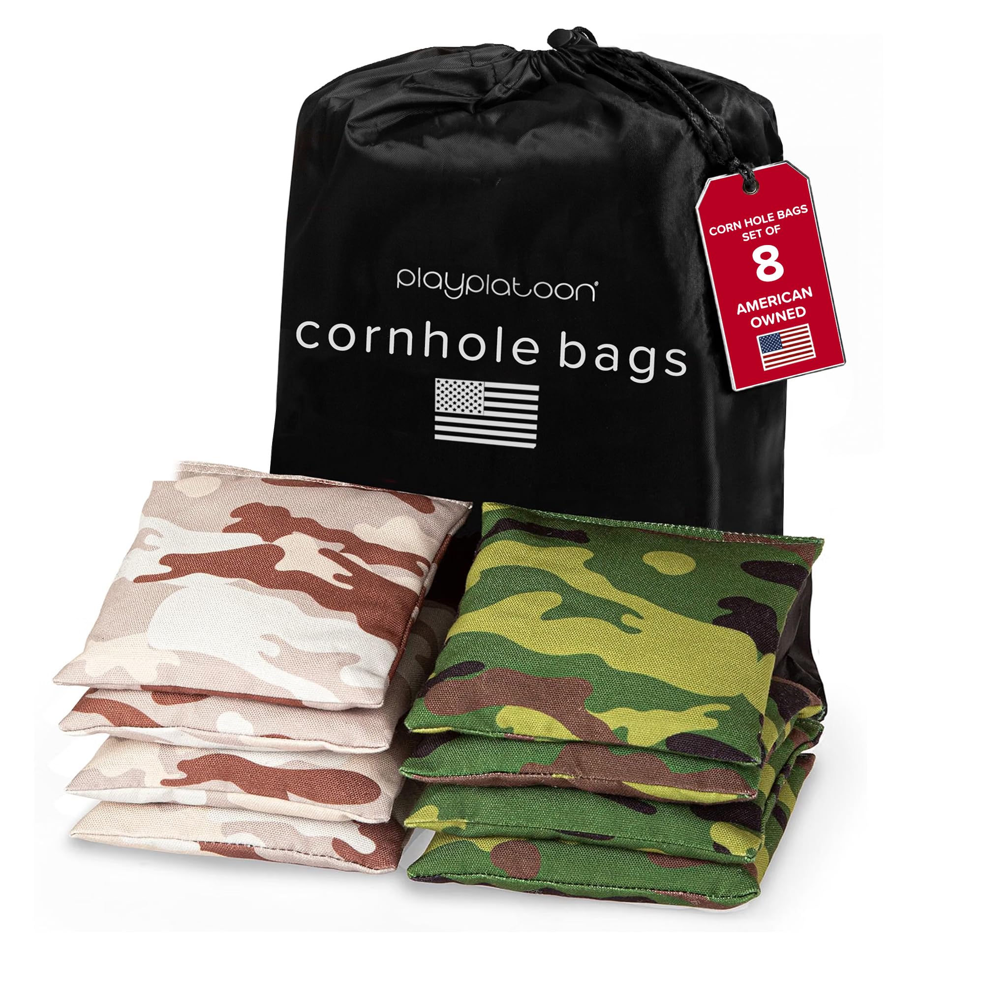 Play Platoon Cornhole Bags Set of 8 Regulation Size &amp; Weight Duck Cloth
