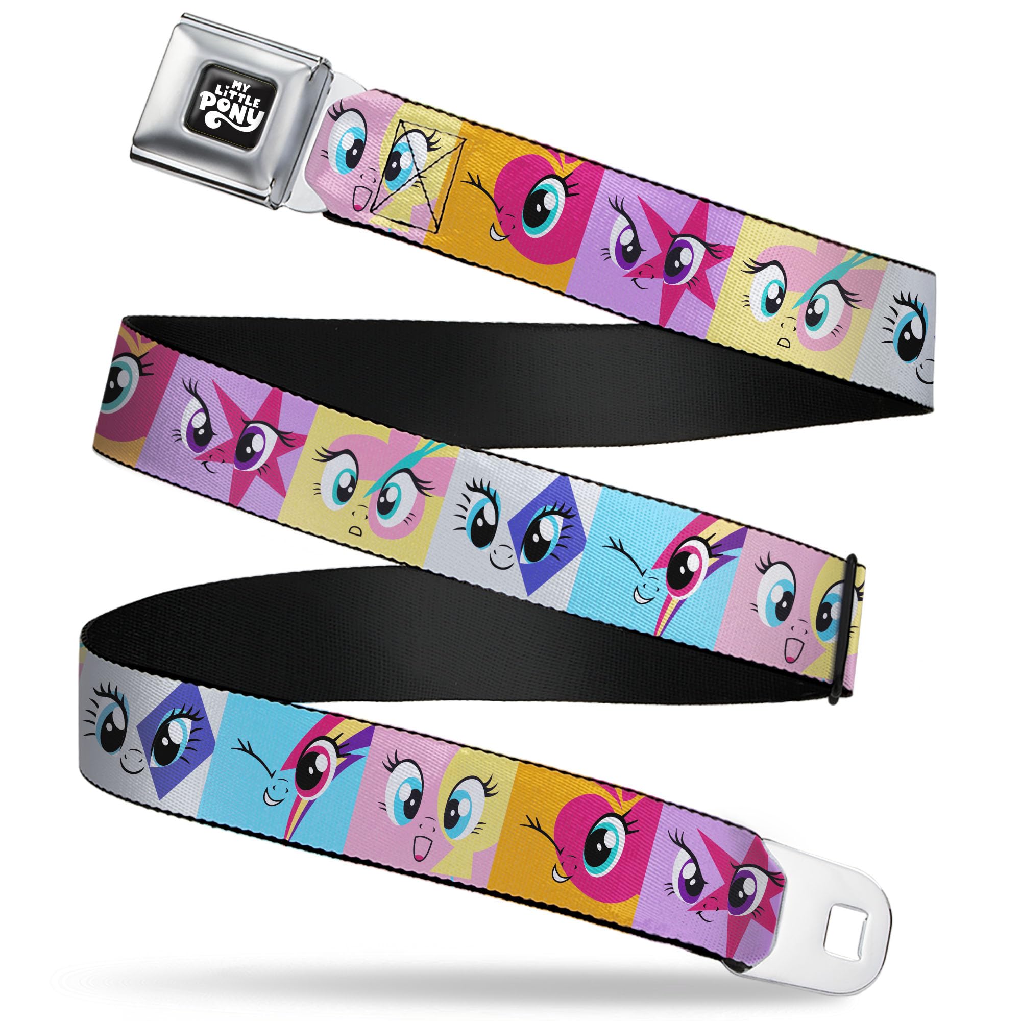My Little Pony Belt, Seatbelt Buckle Belt, My Little Pony Mane Six Cutie Mark Expressions Multi Color, Youth 20 to 36 Inches