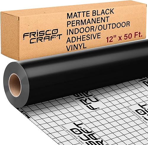 Miniatura 55 de Frisco Craft Vinilo permanente – Rollo adhesivo negro mate, impermeable y resistente a la intemperie, parte trasera de silicona, compatible
