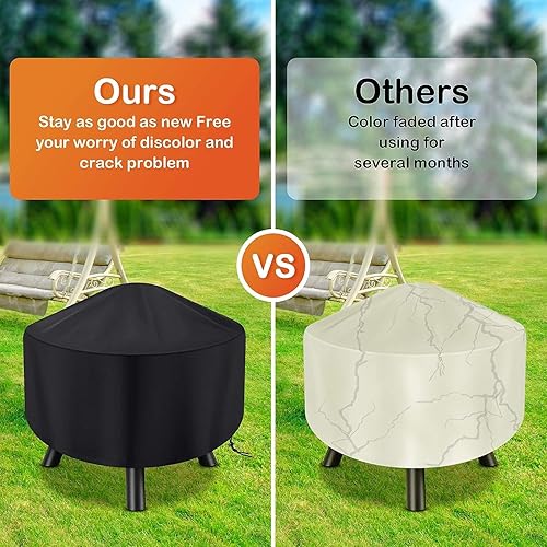 Miniatura 6 de Cubierta redonda para hoguera de 32 pulgadas, cubierta para mesa de fuego de patio, cubierta para fogata de gas al aire libre, impermeable, a prueba