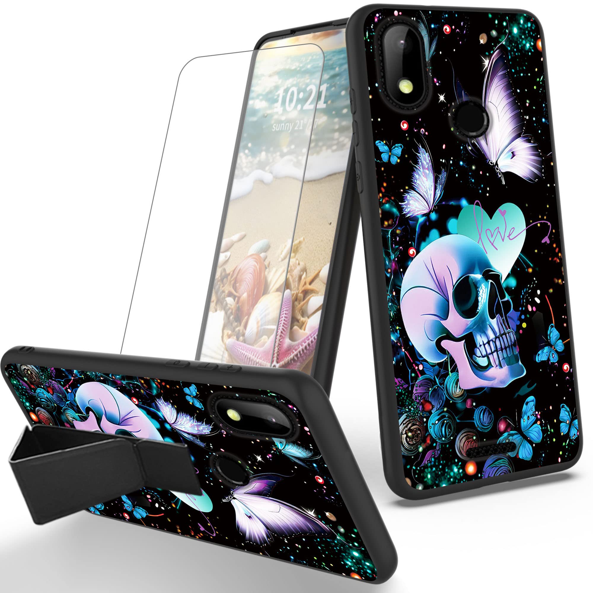 RYUITHDJP for Hot Pepper Chilaca Phone Case 6.5" Skull Theme with Screen Protector Detachable Stand Phone Case for Hot Pepper Chilaca Case Soft TPU Stylish Protective Cover