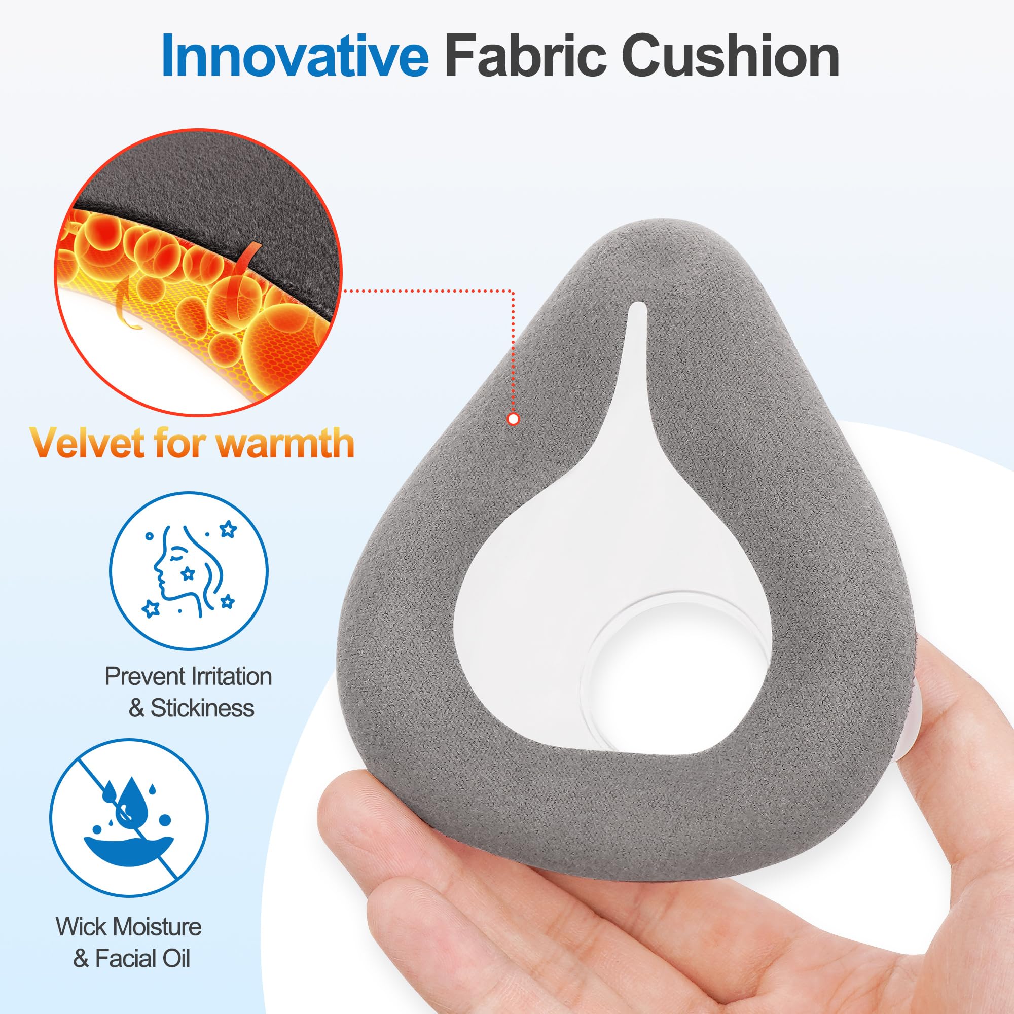 2 mascarillas de repuesto compatibles con AirFit F20 Almohadillas para mascarillas CPAP Innovadora mascarilla de tejido cálido para F20 Marrón-L